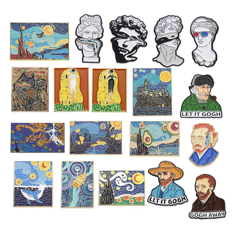 Badge Stylish Metal Brooches With Creative Character Sculptures And Colorful Artistic Finishes For Trendy Lovers Fashion