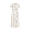 Women's Summer Pearl Frog Button Qipao Dress - New Chinese Style Print with Stand Collar