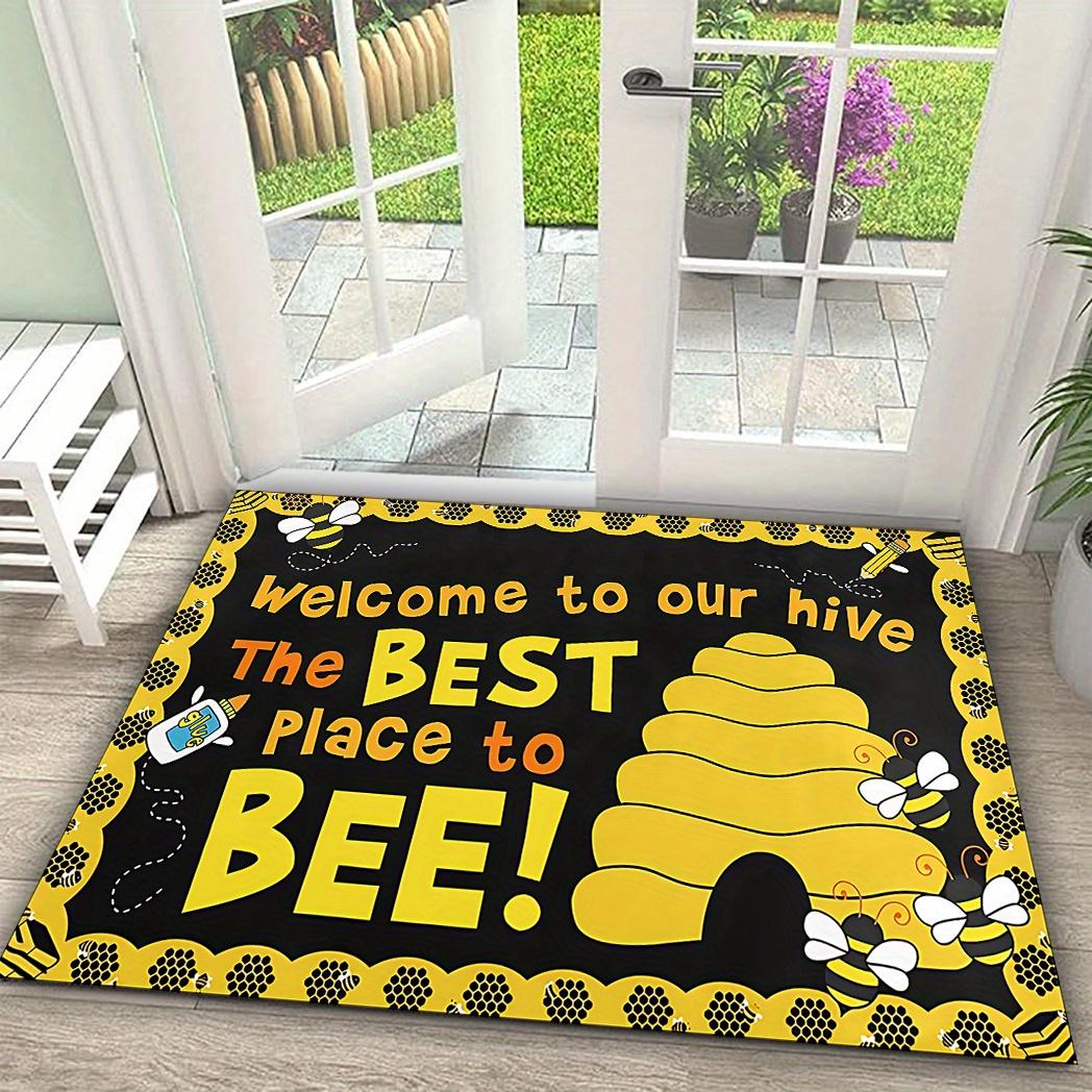

Cute Bee Welcome Door Mat Rug Home Decoration Entryway Funny Cartoon Honeycomb Pattern Non Slip Soft Floor Mat Home Carpet 40X60CM