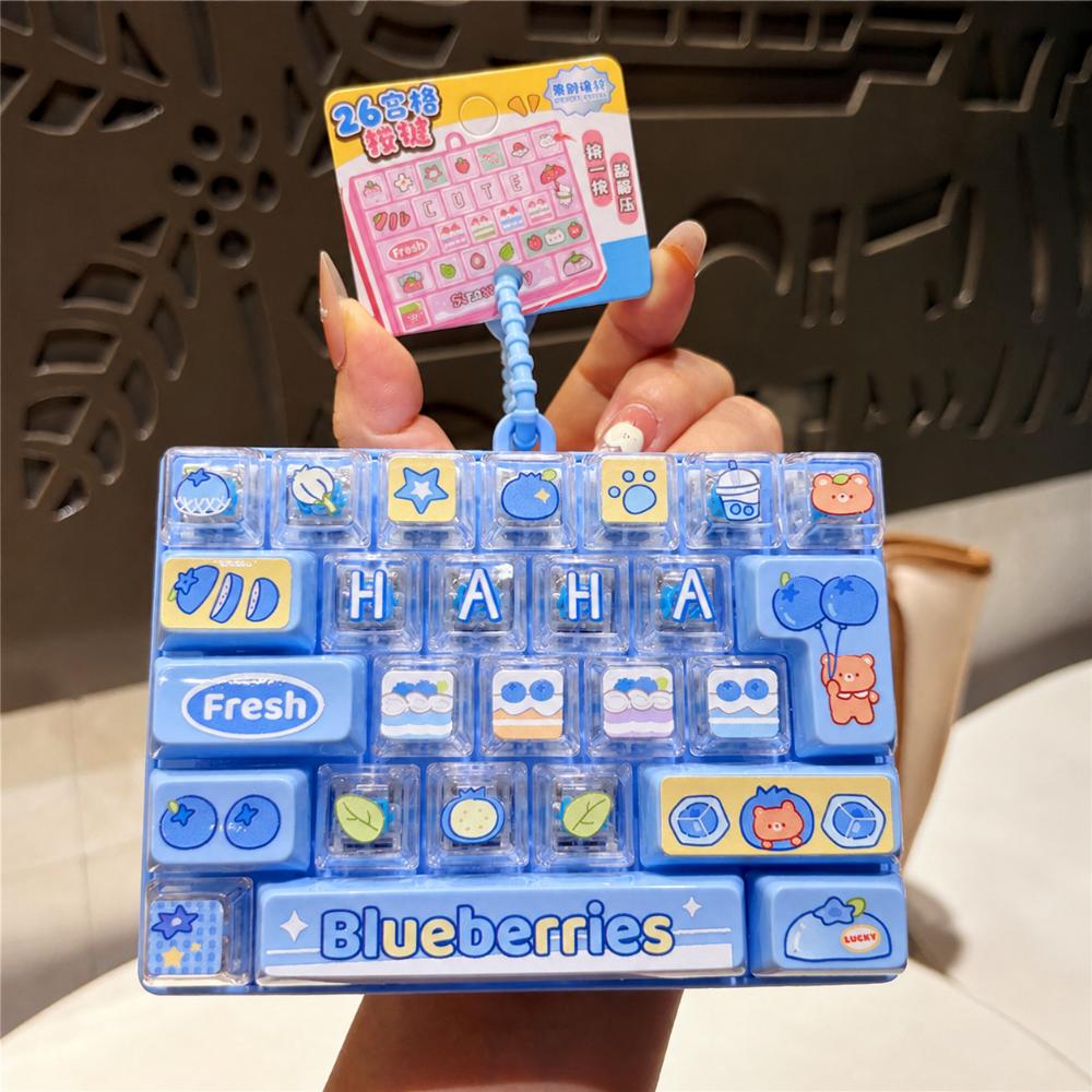 26 Keys Mechanical Keyboard Toy Clear Key Sounds Bag Pendant Charm Stress Relief Use