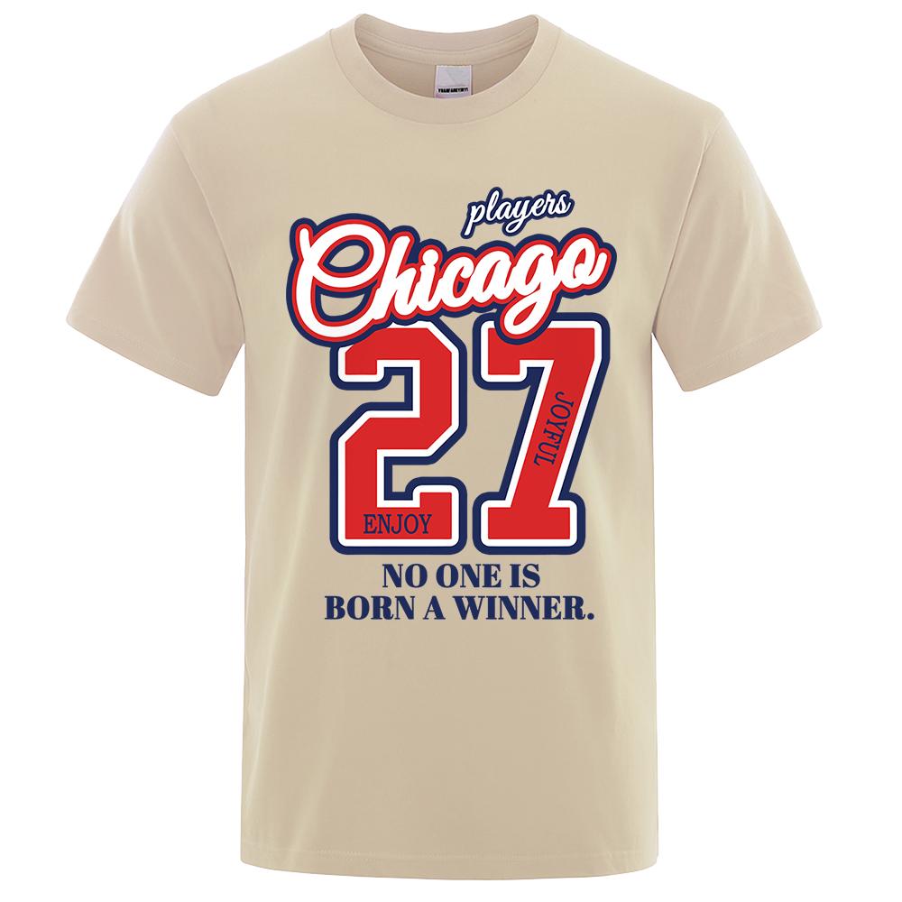 27 Number No One Is Born Winner Print Male Tshirt Oversized Loose T Shirts Cotton T Shirts Hip Hop Breathable T-Shirt Couple