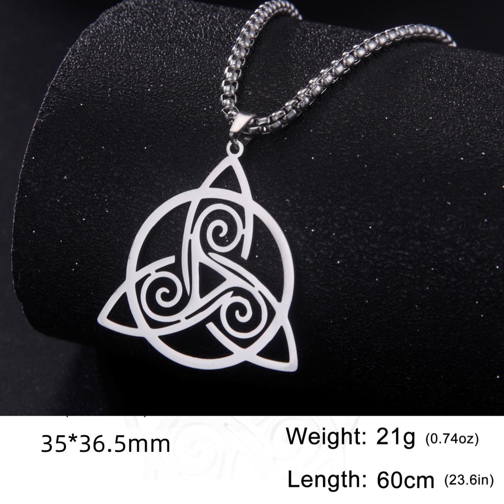 LIKGREAT Triquetra Symbol Pendant Necklace Stainless Steel Trinity Irish Celtic Witch Knot Amulet Religious Jewelry Gifts