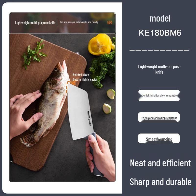 Supor KE180BM6 Lightweight Multi-Purpose Kitchen Cleaver - Slicing, Meat Cutting, Vegetable Knife