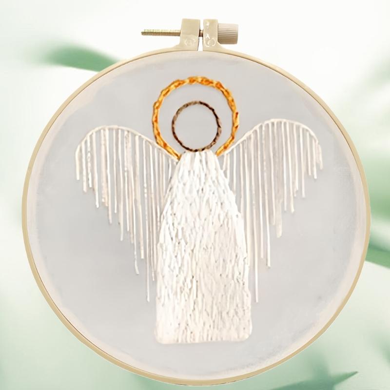 Religious Embroidery Set with Embroidery Hoop Instruction Beginner Stitching Craft Set with Embroidery Thread and Needle