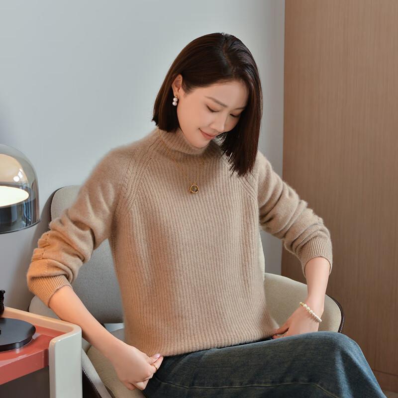 Fanzhen Women's 100% Wool Thick Turtleneck Sweater