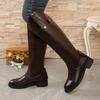 Women's Casual Fashion Round Toe Rear Zipper Boots Temperament High Top Mid Calf Boots Heeled Boots for Women Mid Calf