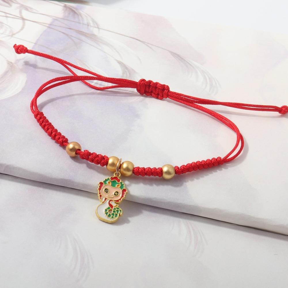 Chinese Style Lucky Red Rope New Year Fortune Bracelet Cute Snake Year Bracelet  Women