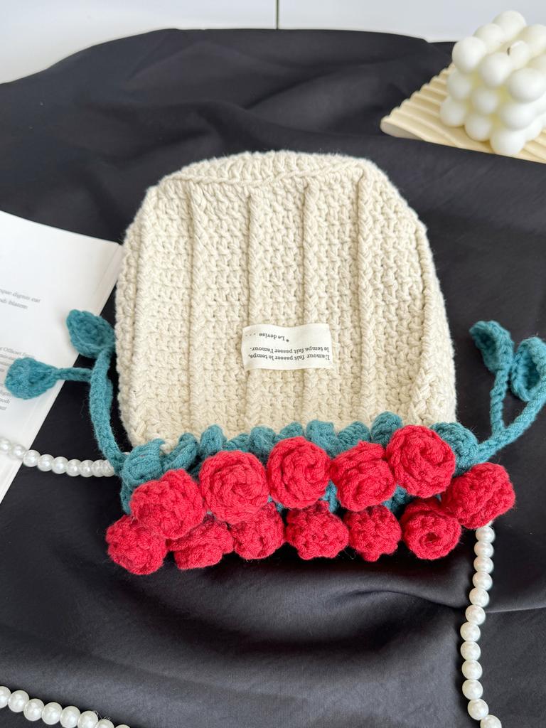 Rose bag, handmade DIY woven wool, rose bouquet, mouth bag, material bag, bucket bag, gift for girlfriend