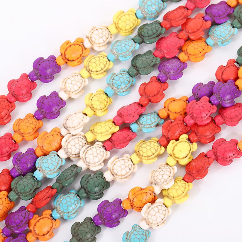 

Яркие украшения ручной работы в виде черепах: Милые бирюзовые бусины для изготовления браслетов, ожерелий и подвесок своими руками. 15mm, 22 beads