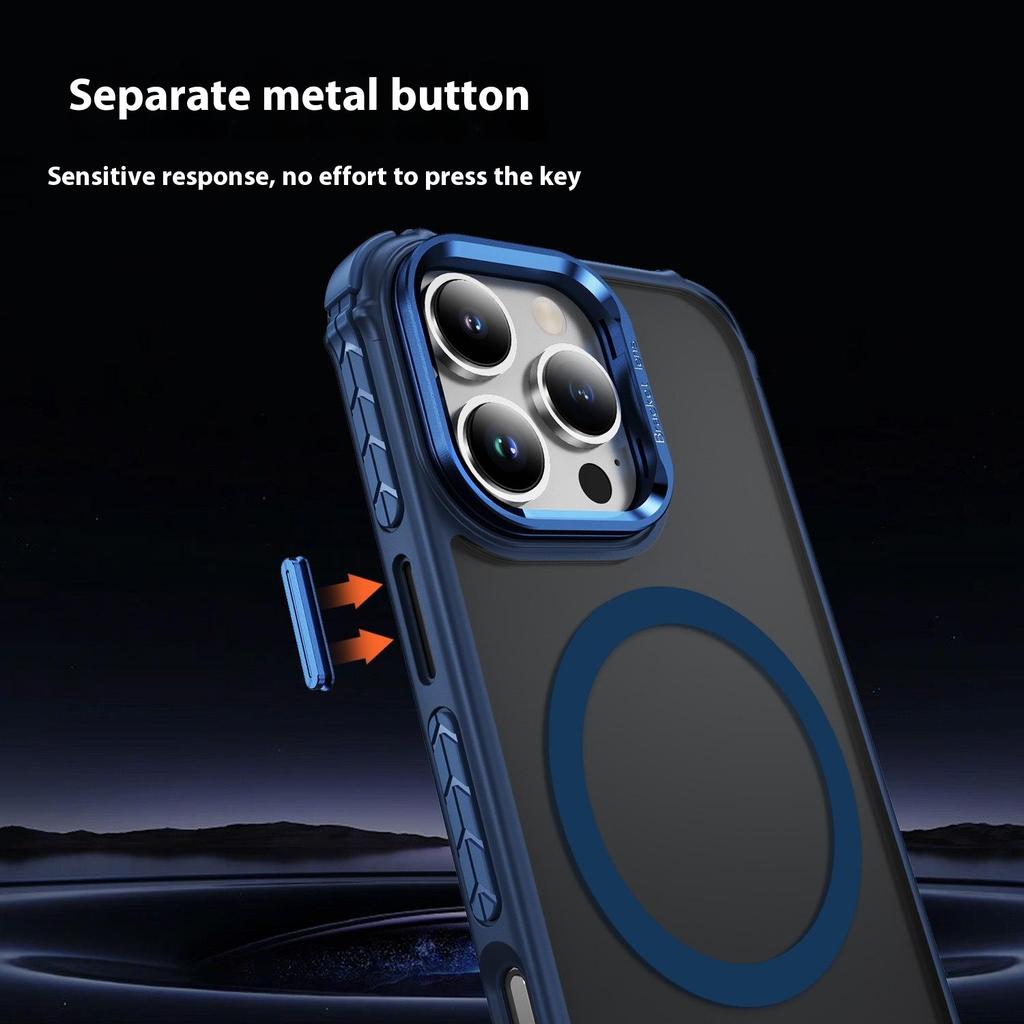 For iPhone 16 Pro Case with Lens Kickstand Matte Back Cover Compatible with MagSafe