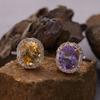 S925 Sterling Silver Natural Citrine Color Treasure Ring High Jewelry Niche Large Carat Index Finger Ring