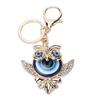 Rhinestone Keychain Fashion Jewelry Bag Purse Accessories with Owl Blue Turkish Evil Eye Pendant
