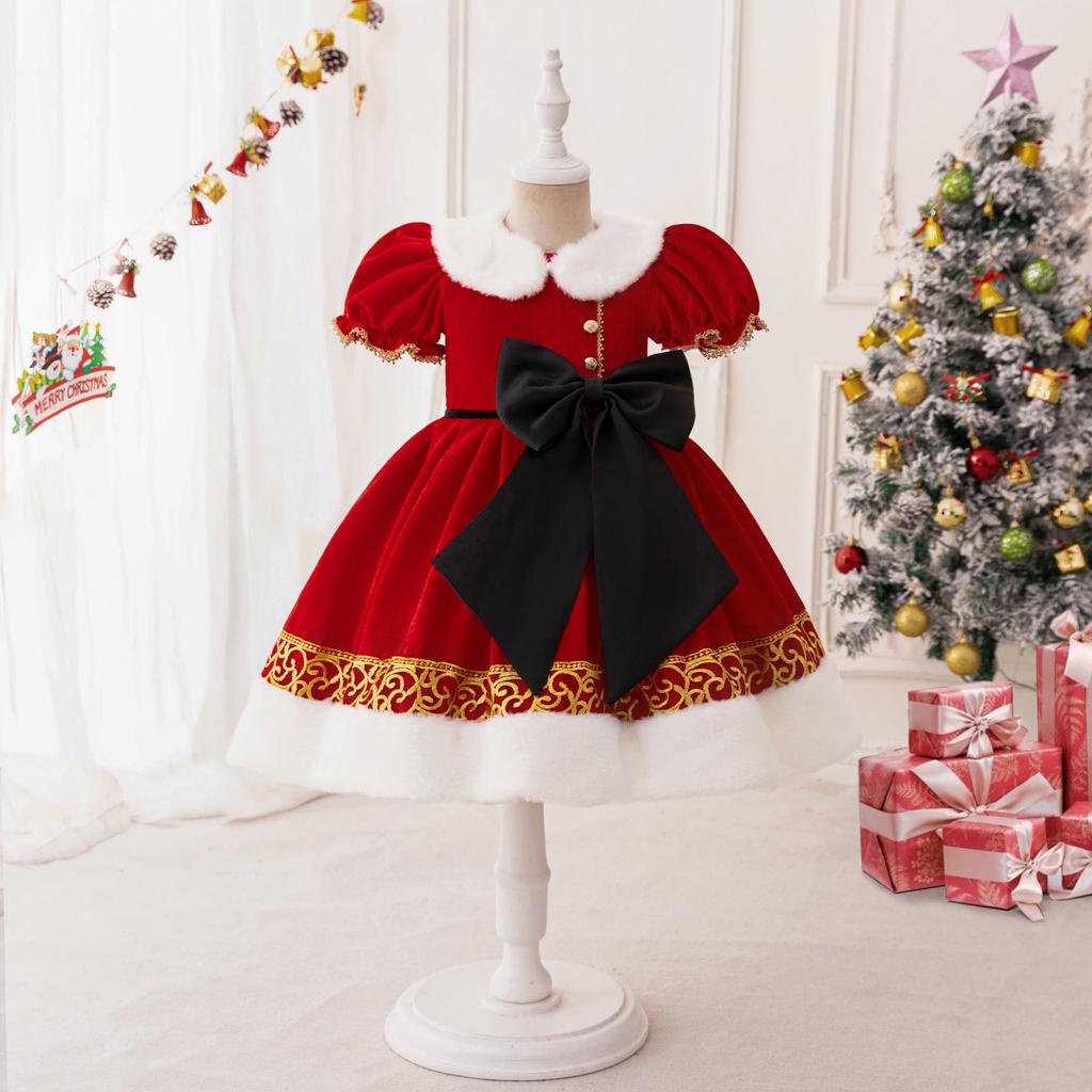 Girls Dress Santa Claus Snowflake Skirt Children's Skirt Cartoon Princess Dress Christmas Costumes