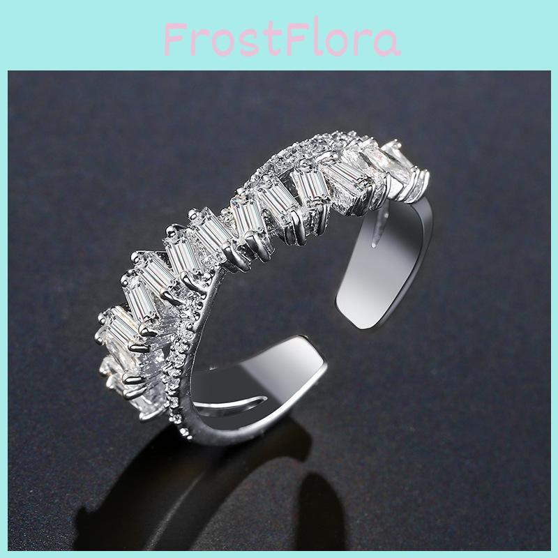 Copper Chic Adjustable Ring With Unique Wave Shape And Shimmering Zircon Stone