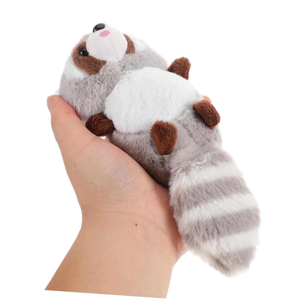 [Abaodam] Mini Red Panda and Raccoon Plush Keychain Pendant, Gray PP Cotton, Bag Charm for Keys and Zippers, 18x7x6cm, Animal Party Gift