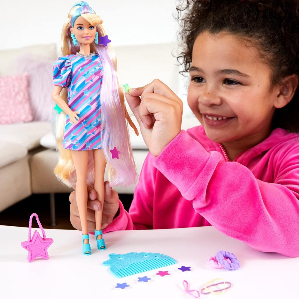 Barbie Totally Hair: Cute Styling Play with Super Long Hair [Dress-Up Doll] [Doll and Accessory Set] [Ages 3 and Up] HCM88