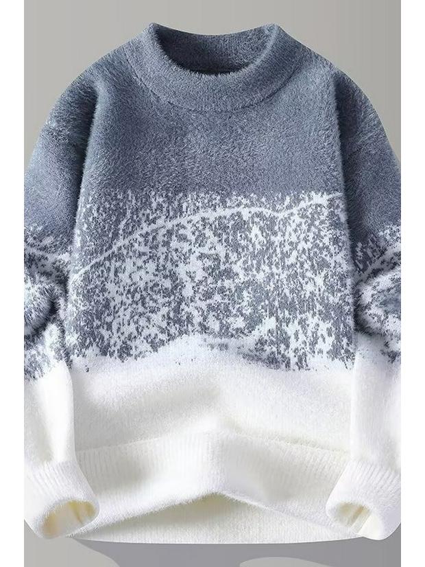 Men's Trendy Color Block Loose Pullover Sweater - Autumn/Winter Casual Wear for Teens & Adults