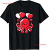 Octopus With Heart Balloons Adorable Valentines Day T Shirt Vintage Washed Designer Clothes Stylish Breathable