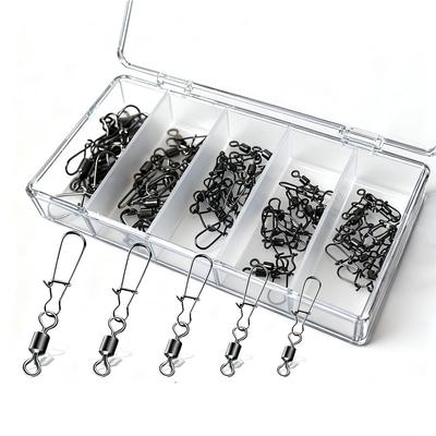 ZJYCLY Zestaw krętlików zatrzaskowych dla 5 osób ze schowkiem 50 sztuk Wędkarski, Rozmiary,