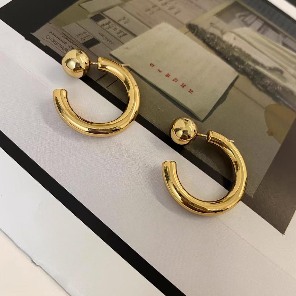 Vintage Half Round Hoop Earrings For Women New Trendy Metal C- Shaped Geometric Earrings Casual Jewelry Accessories Gifts