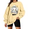 Women's Comfortable Casual Sweatshirt with Long Sleeve, Round Neck, Loose Fit, Small Halloween Print and Color Options