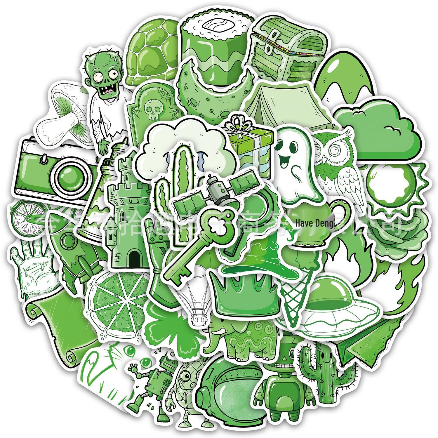 

50 Green DIY Sticker Sheets for Water Bottles, Phones, and Laptops