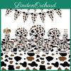 Cross-border Stock Black Brown Cow Party Cutlery Set Cow Print Paper Plates And Cups Birthday Party Decorations