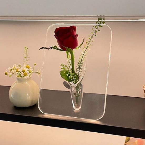 Yousheng Clear Plastic Vase Decorative Square/Butterfly Frame Vase for Wedding Party Table Home Dining Table Bookshelf Centerpiece House Warming Gifts