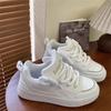 Hong Kong Style Little White Shoes Casual Board Shoes Women's Shoes Ins Tide Niche Sports Shoes 2025 Autumn New Slippery Leather Panel Shoes