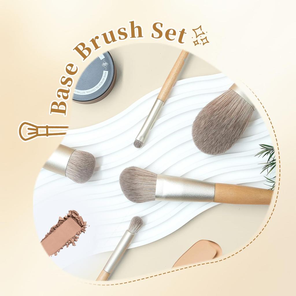 EDTRE Silver Gray Makeup Brush Set of Soft Fiber with PU Leather Multifunctional Everyday Makeup Brush Portable and Suitable for Sensitive Beginner
