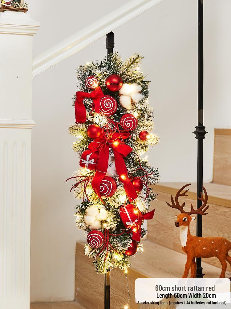 Enchanted Snowy Christmas Rattan Wreath for Window and Mall Displays