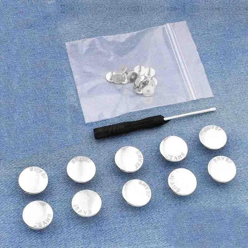 

10 шт. металлические кнопки-заклепки отвертка для одежды джинсов ретро бесплатная шитье регулируемая съемная многоразовая декорация швейные инструменты