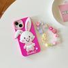 Cartoon Cute Rabbit Phone Case Compatible for iPhone 14 13 12 Pro Max 11 7 Plus Pink Stereoscopic Silicone Protective Cover
