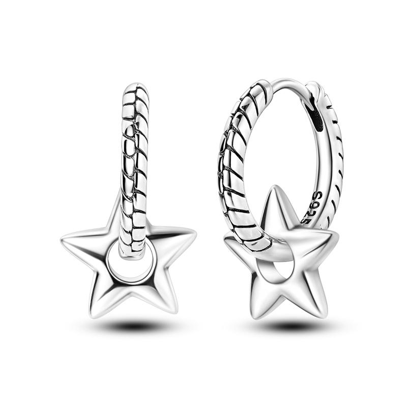 925 Sterling Silver Butterfly Crystal Star Earrings Colorful Feather Hoop Earrings For Women Wedding Engagement Birthday Gift