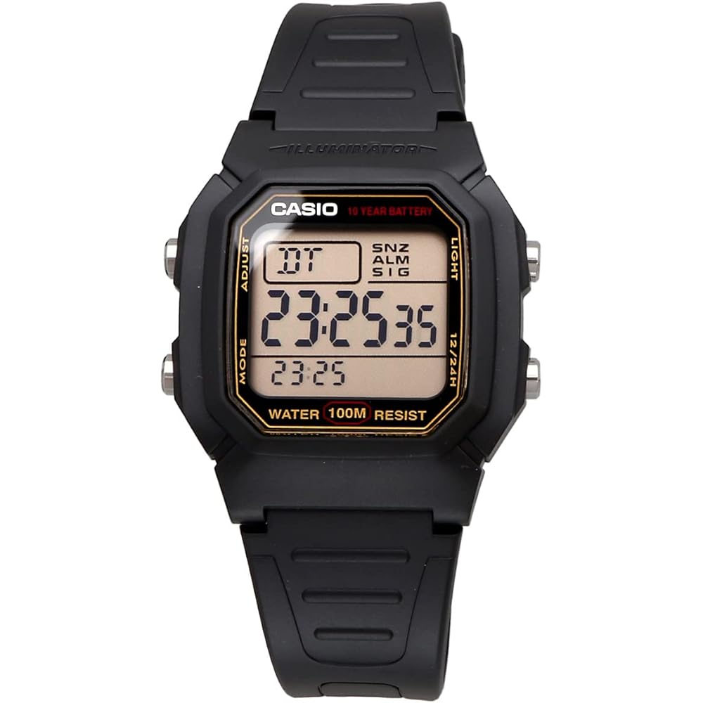Casio Standard Digital Men's Watch W-800HG-9AV Black Gold LCD Water Resistant