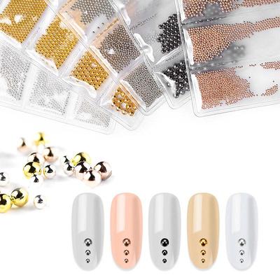 Nail Art Steel Ball Caviar 6 Grids Gold and Silver Beads Nail Art Decoration Nail Art Accessories