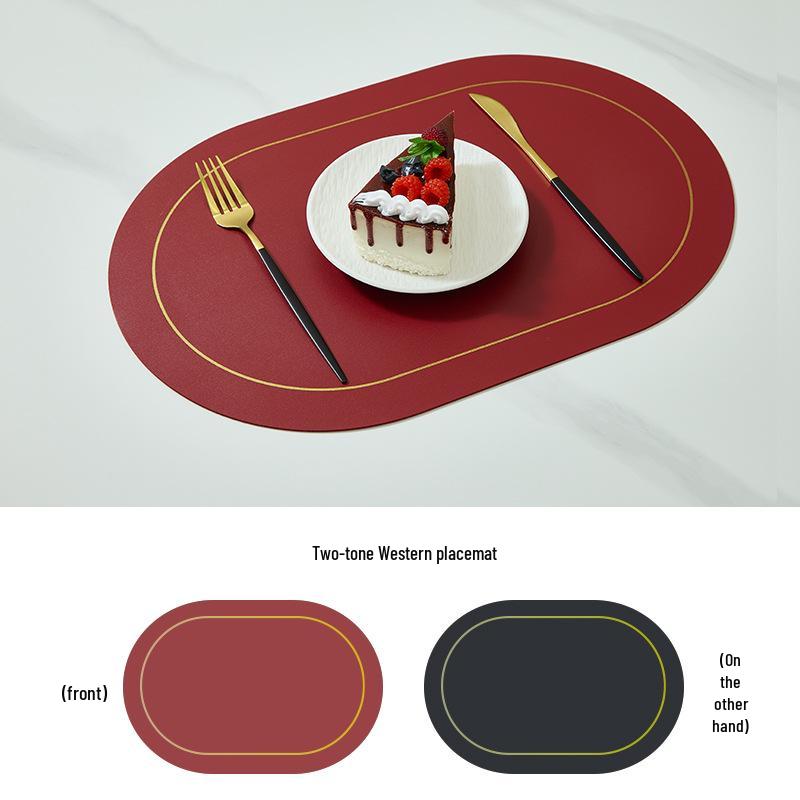 Waterproof Leather Oval Dining Table Placemat - Oil-Proof, Insulated Mat for Home & Hotel