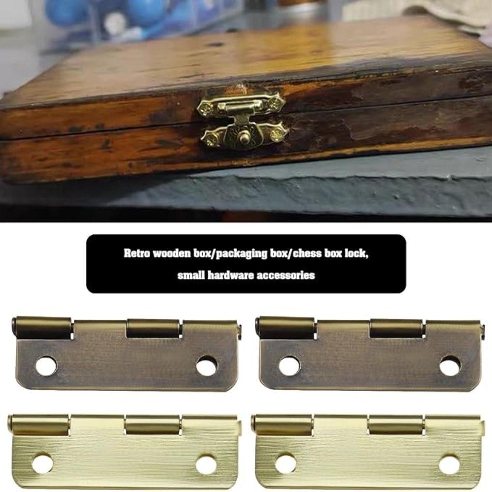 1set Accessories Mini Cabinet Hinge Vintage Furniture Cabinet Hinges Bronze Hasp Hinge Jewelry Box