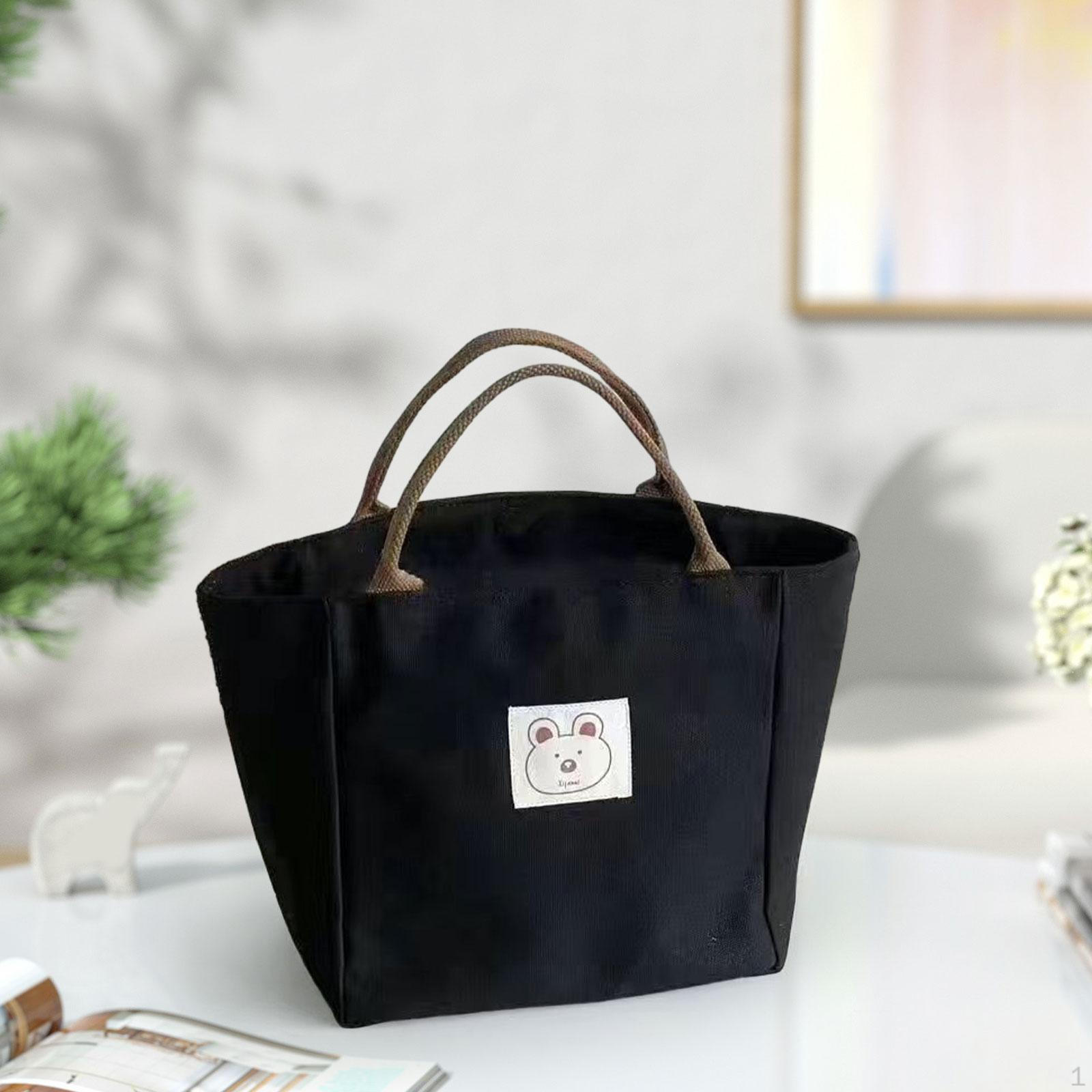 

Женская холщовая сумка-тоут, прочная модная сумка-бродяга, верхняя ручка, продуктовая сумка, ведро чёрный