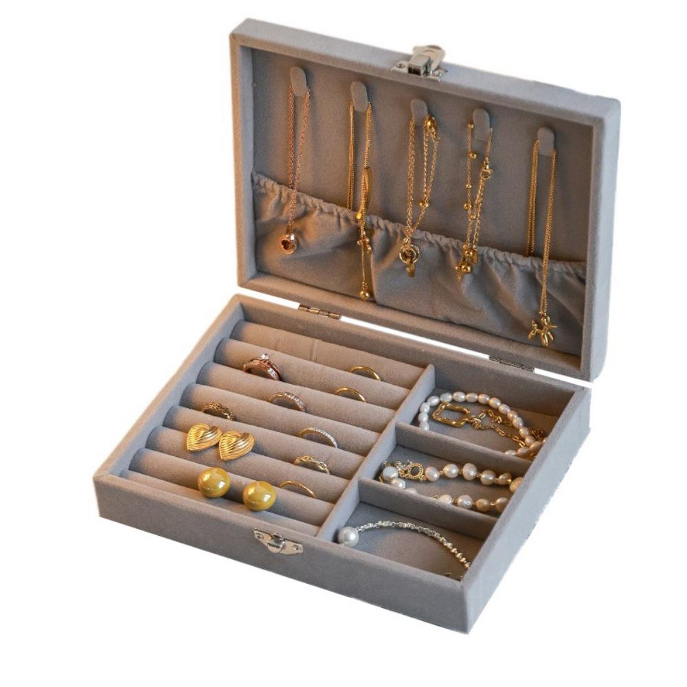 

Dustproof Jewelry Storage Box Flip Lid Portable Earring Organizer Classification Style 5