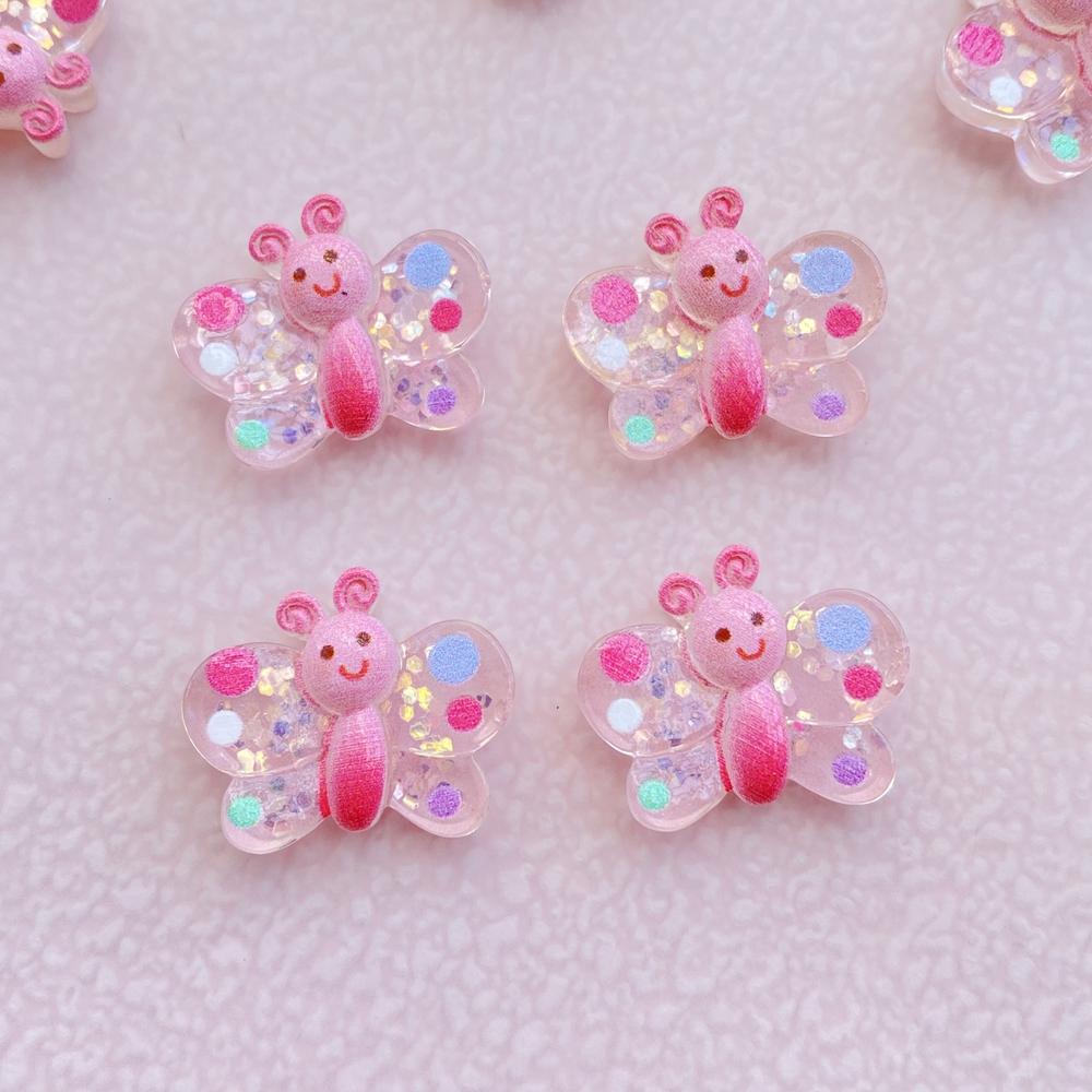 12Pcs New Cute Resin Cartoon Colored Butterflies Series Flat Back Scrapbooking DIY Jewelry Craft Decoration Accessories