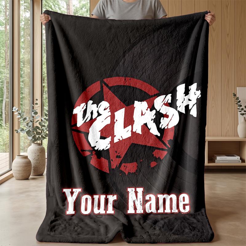 The Clash Custom Flannel Throw Blanket Print Your Name Text Soft Warm Blanket Holiday Present