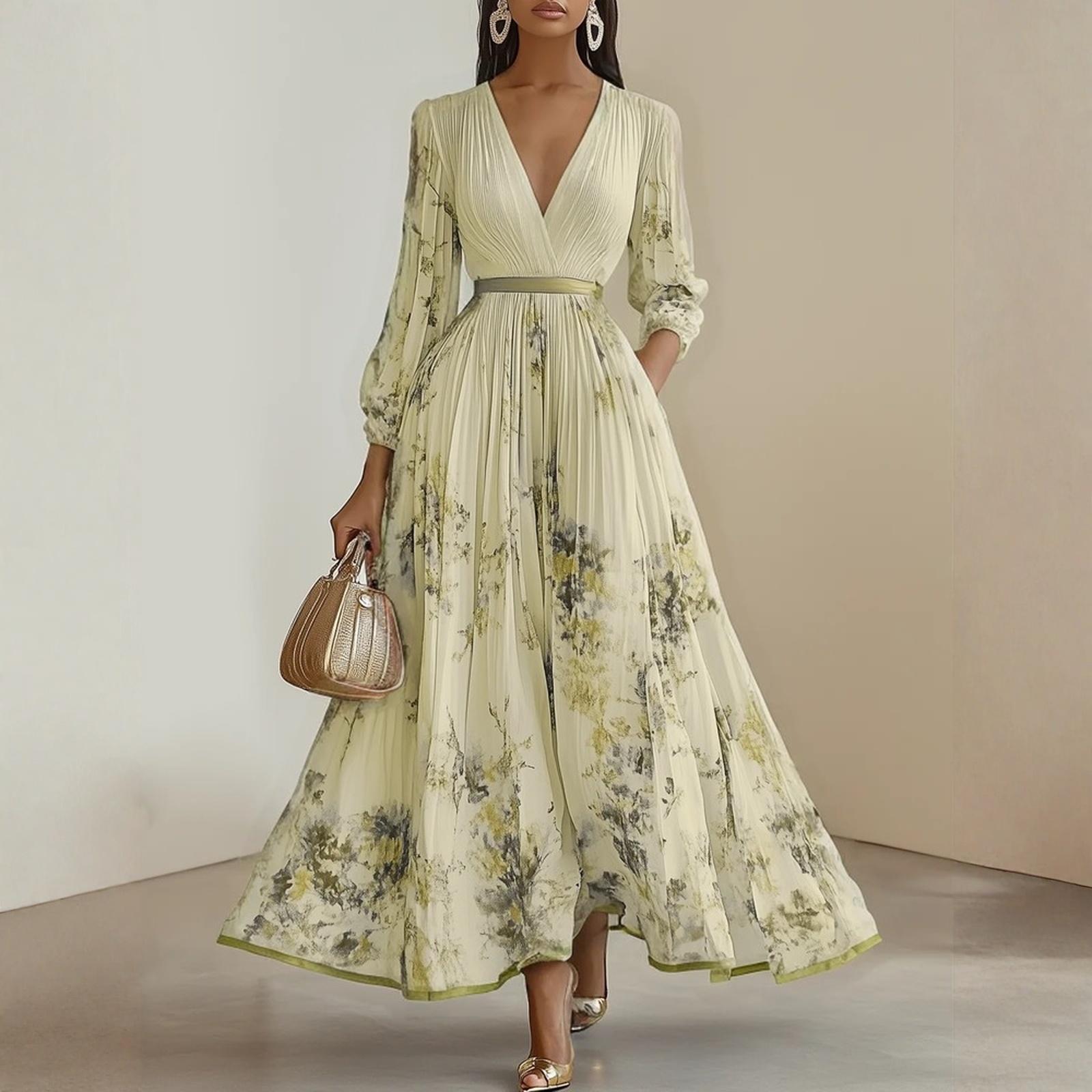 

Женские платья-бэбидолл из бархата свободного кроя с квадратным вырезом и длинными рукавами XL жёлтый