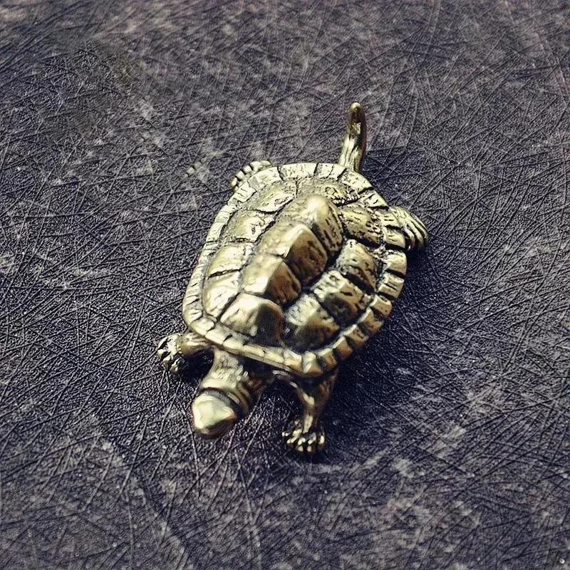 Vintage Messing Krokodil Schildkröte Ornamente Zuhause Schildkröte Schlüsselanhänger Anhänger Tee Haustier Ornamente Schildkröte Handwerk Figuren Großhandel