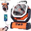 20000mAh Battery Operated Fan Portable Rechargeable Desk/Camping Fan with LED Light and Hook Outdoor Fan for Tent Car Trip