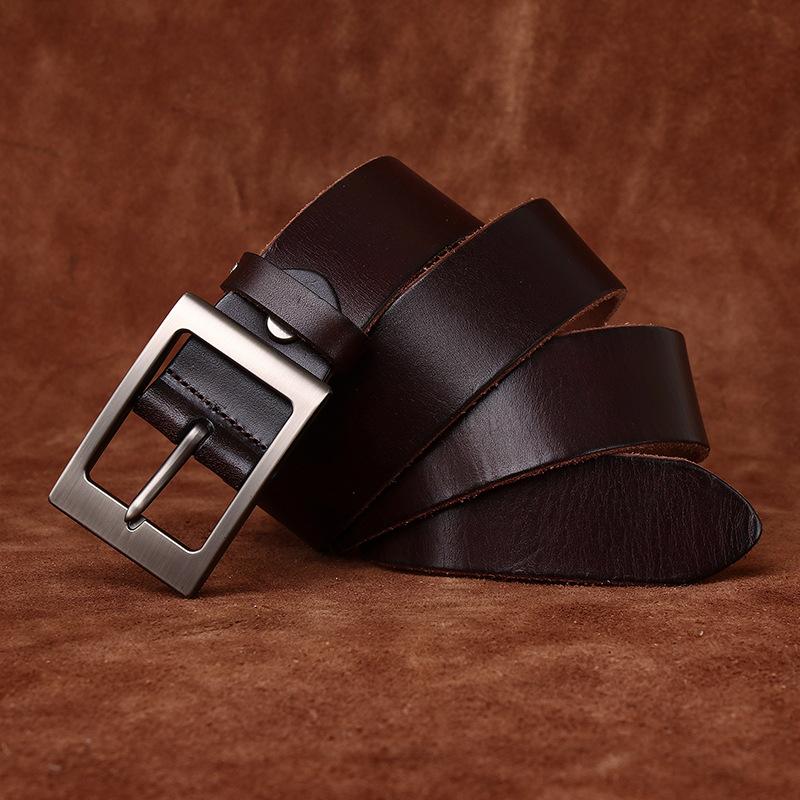 Retro Fashion Guochao Versatile Denim Casual Belt Men'S Genuine Leather Pin Buckle First Layer Cowhide Men'S Belt Men'S
