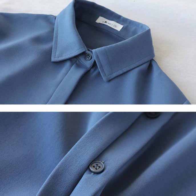 Elegant Fashion Turn-down Collar Button Thin Blouses Spring Autumn Patchwork Color Women's Clothing Slim Open Stitch Shirts