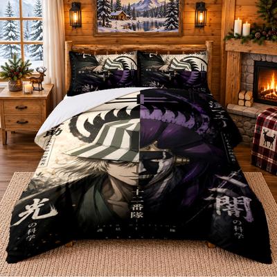 Bleach Anime Pattern Bedding 3Pcs Set Bed Sheet And Pillowcases For Indoor Bedroom