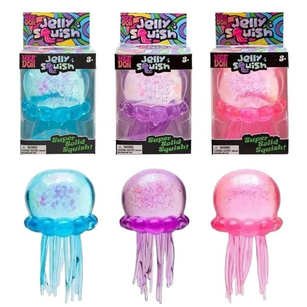 Trending Nee Doh Jellyfish & Cube Squish Toy, Soft Jelly Squeeze Stress Relief Fidget Toy, Sensory NeeDoh for Kids & Adults!!!