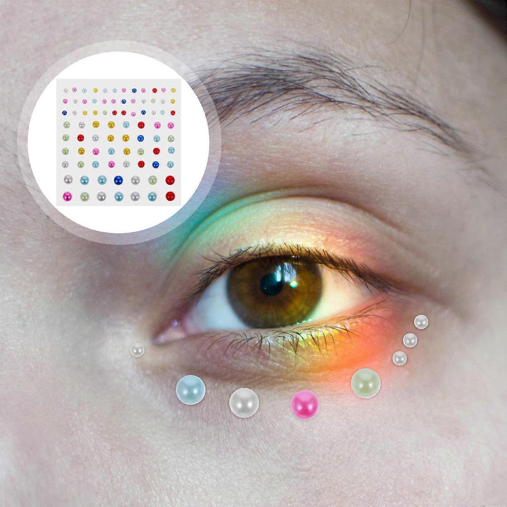 50 Sheets Decorative Face Gems Stickers 5.20X5.20X0.30CM Colorful Design Self-Adhesive Ideal For Halloween And Music Festivals
